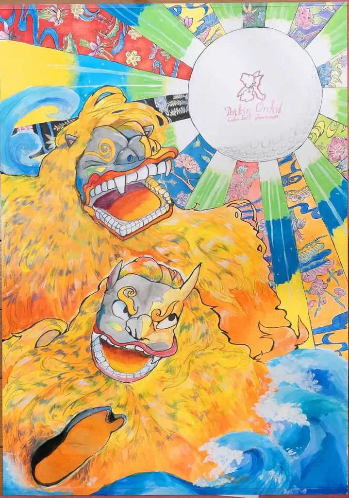 優秀賞　知念杏祈さんの作品「湧き上がる沖縄ゴルフ魂」
